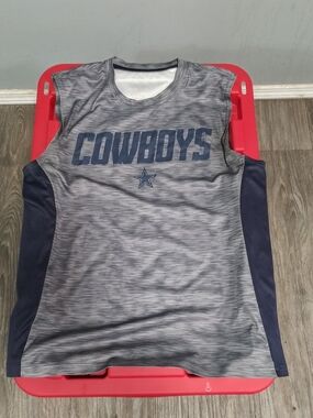 Cowboys Gray & Navy Sleeveless Performance Tank Top